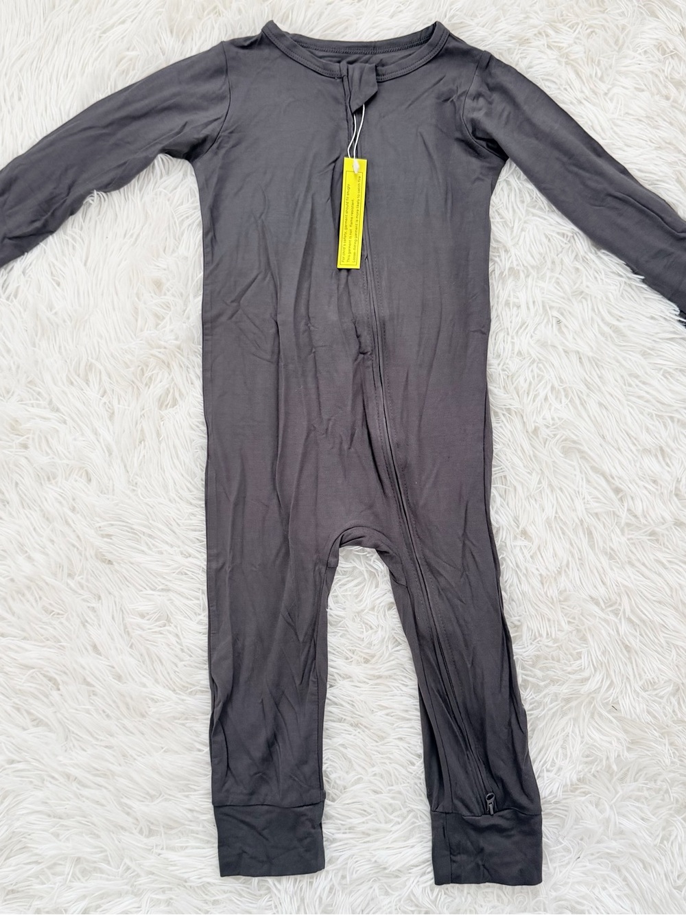 Kids Long-Sleeve Zipper Footie Pajamas - Charcoal
